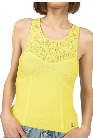 Patrizia Pepe Dames, Tops, Geel, Maat: XS Leer