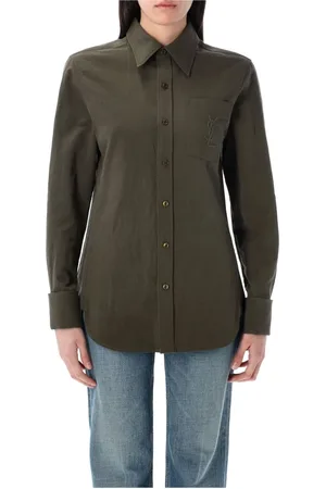 Saint Laurent Dames, Blouses & Shirts, Groen, Maat: S Katoen