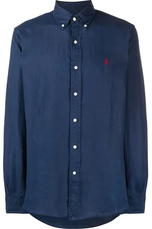 Ralph Lauren Heren, Overhemden, Blauw, Maat: XL Linnen