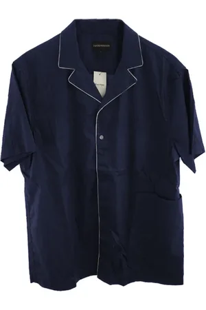 Emporio Armani Heren, Overhemden, Blauw, Maat: M Katoen