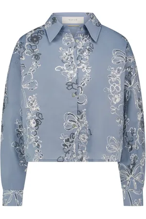 NUKUS Dames, Blouses & Shirts, Blauw, Maat: 2XL Katoen