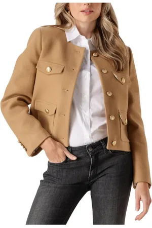 Tommy Hilfiger Dames, Jassen, Bruin, Maat: L Wol