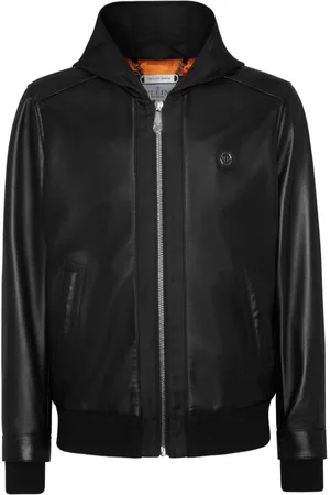 Philipp Plein Heren, Jassen, Zwart, Maat: S Leer