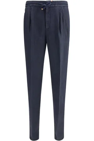 Brunello Cucinelli Heren, Broeken, Blauw, Maat: 2XL Linnen