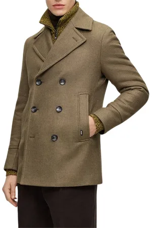 HUGO BOSS Heren, Mantels, Groen, Maat: XL Wol