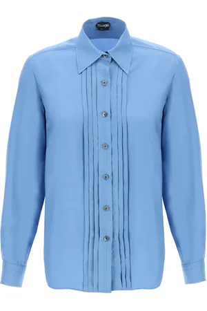 Tom Ford Dames, Blouses & Shirts, Blauw, Maat: S Zijde
