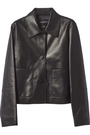 Karl Lagerfeld Dames, Jassen, Zwart, Maat: S Leer