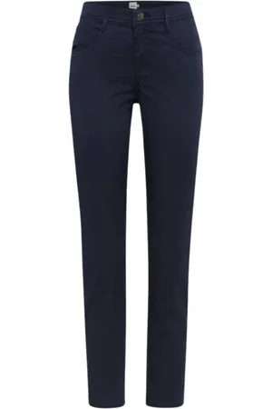Brax Dames, Broeken, Blauw, Maat: L