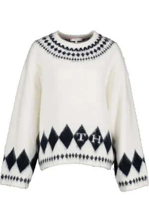 Tommy Hilfiger Dames, Truien, Wit, Maat: L Wol