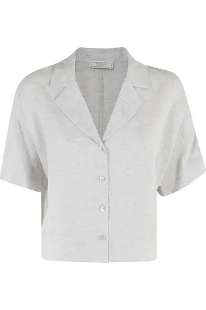 PESERICO SIGN Dames, Blouses & Shirts, Grijs, Maat: 3XS Linnen