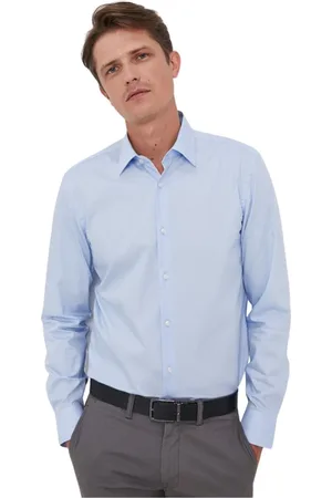 HUGO BOSS Heren, Overhemden, Blauw, Maat: S Katoen