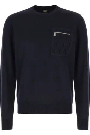 Fendi Heren, Sweatshirts & Hoodies, Blauw, Maat: M Wol