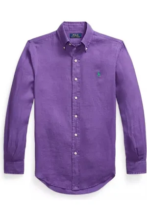 Ralph Lauren Heren, Overhemden, Paars, Maat: 2XL Linnen