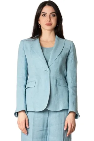 Max Mara Dames, Jassen, Blauw, Maat: S Linnen