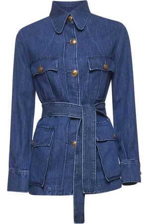 VALENTINO Dames, Blouses & Shirts, Blauw, Maat: XS Katoen