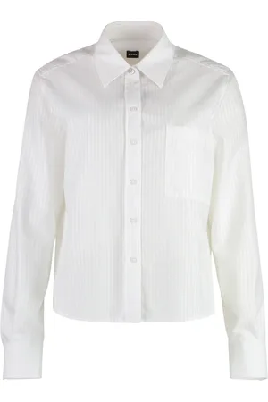 HUGO BOSS Dames, Blouses & Shirts, Wit, Maat: L Katoen