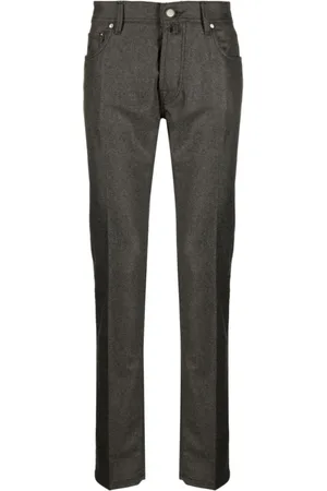 Jacob Cohen Heren, Broeken, Bruin, Maat: W35 Flanel