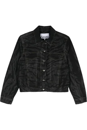 Ganni Dames, Jassen, Zwart, Maat: S Denim