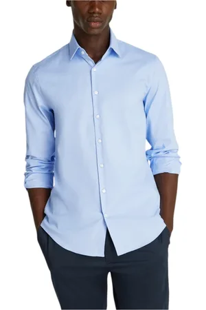 Calvin Klein Heren, Overhemden, Blauw, Maat: 2XL Katoen