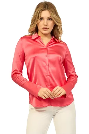 Patrizia Pepe Dames, Blouses & Shirts, Roze, Maat: S Satijn