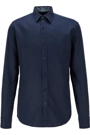HUGO BOSS Heren, Overhemden, Blauw, Maat: M Linnen
