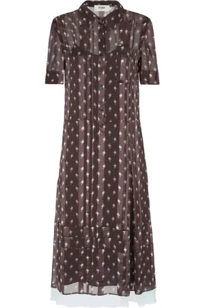 Fendi Dames, Jurken, Bruin, Maat: M Chiffon