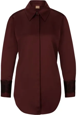 HUGO BOSS Dames, Blouses & Shirts, Rood, Maat: S Satijn