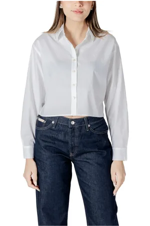 Calvin Klein Dames, Blouses & Shirts, Wit, Maat: L Katoen