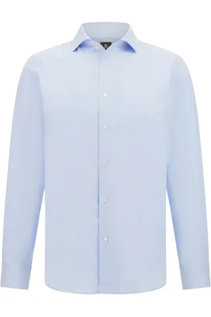 Boggi Milano Heren, Overhemden, Blauw, Maat: 2XL Katoen