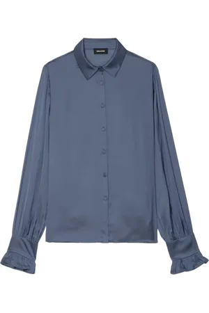 Zadig & Voltaire Dames, Blouses & Shirts, Grijs, Maat: L Satijn