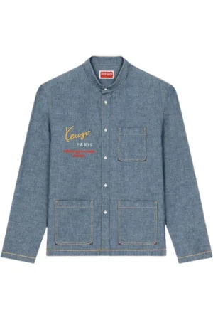 Kenzo Heren, Overhemden, Blauw, Maat: M Denim