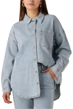 My Essential Wardrobe Dames, Blouses & Shirts, Blauw, Maat: 2XL Linnen