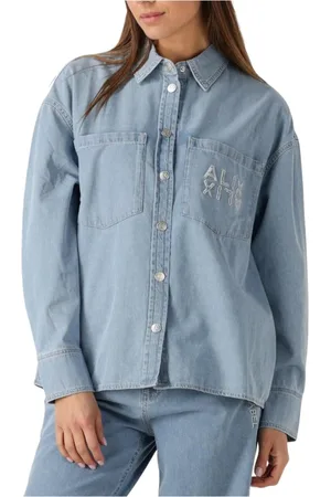Alix the label Dames, Blouses & Shirts, Blauw, Maat: S Denim