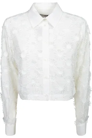 Msgm Dames, Blouses & Shirts, Wit, Maat: M Katoen