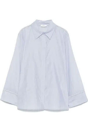 PESERICO SIGN Dames, Blouses & Shirts, Blauw, Maat: M Katoen