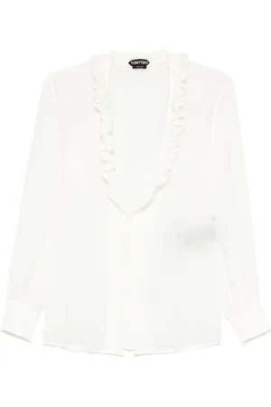 Tom Ford Dames, Blouses & Shirts, Wit, Maat: S Zijde
