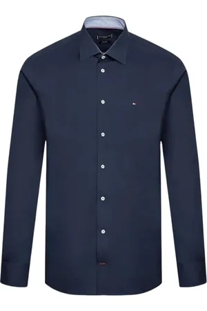 Tommy Hilfiger Heren, Overhemden, Blauw, Maat: 4XL Katoen