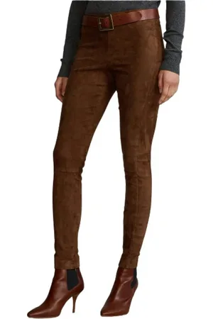 Ralph Lauren Dames, Broeken, Bruin, Maat: S Suède
