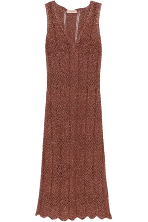 Twin-Set Dames, Jurken, Bruin, Maat: S Viscose