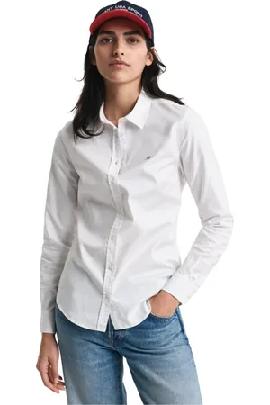 GANT Dames, Blouses & Shirts, Wit, Maat: 2XL Katoen