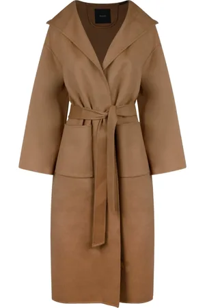 Pinko Dames, Mantels, Bruin, Maat: XL Wol
