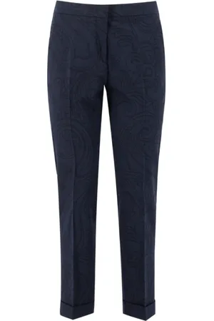 Etro Dames, Broeken, Blauw, Maat: XS Katoen