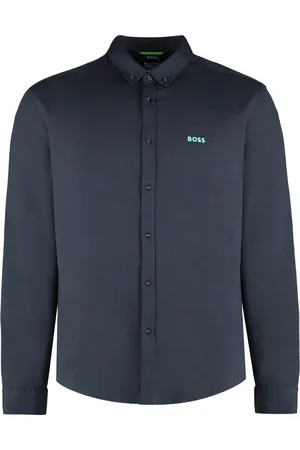 HUGO BOSS Heren, Overhemden, Blauw, Maat: S Katoen