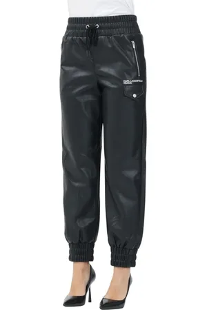 Karl Lagerfeld Dames, Broeken, Zwart, Maat: XS Leer