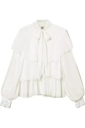 Twin-Set Dames, Blouses & Shirts, Wit, Maat: XS Katoen
