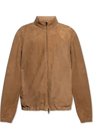 Moncler Heren, Jassen, Bruin, Maat: M Leer