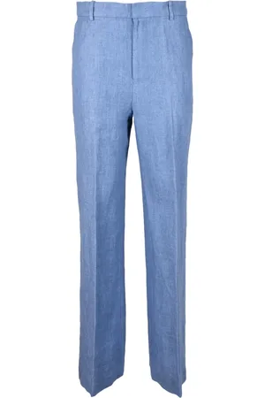 Ralph Lauren Dames, Broeken, Blauw, Maat: L Linnen