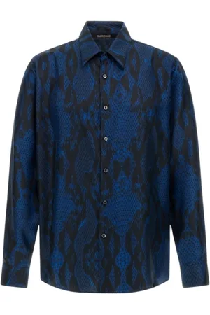 Roberto Cavalli Heren, Overhemden, Blauw, Maat: M