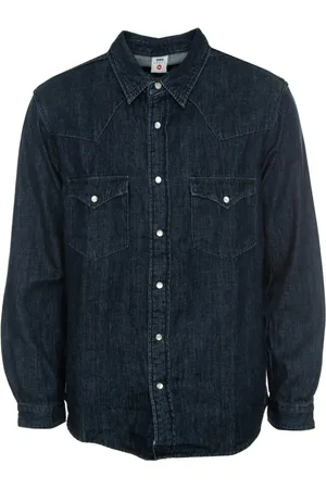 Edwin Heren, Overhemden, Blauw, Maat: L Denim