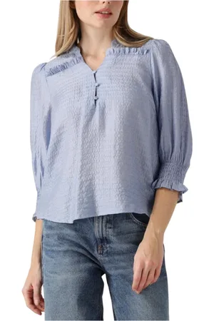 Co`Couture Dames, Blouses & Shirts, Blauw, Maat: M Linnen